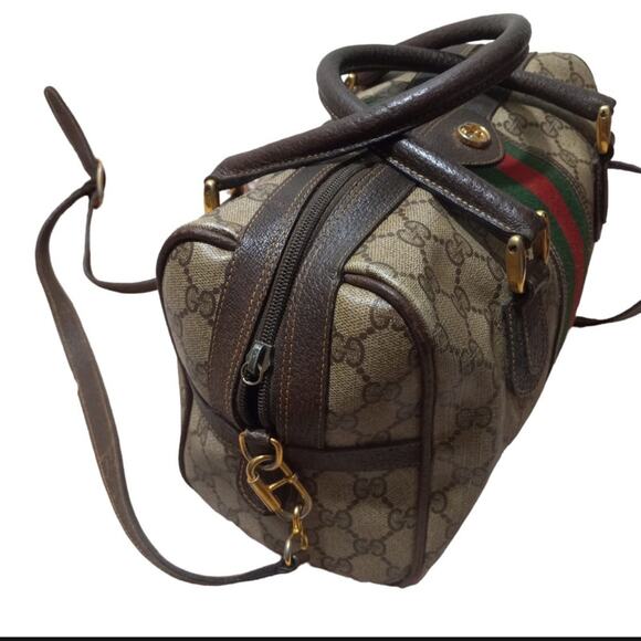 VTG Gucci Ophidia Stripe Boston Brown Doctor Bag - Picture 4 of 10